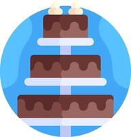 A three tiered cake with chocolate icing vector