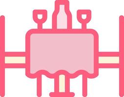 A pink table with wine glasses and a bottle of wine vector