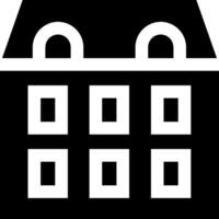 A black and white icon of a building vector