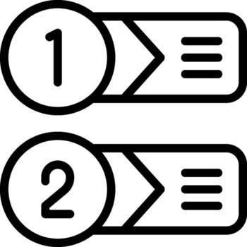 dos botones con el número uno y dos en ellos vector