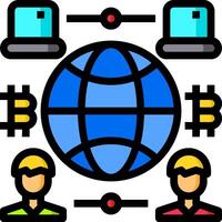 A globe with people around it and a computer vector