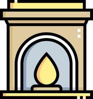 A fireplace with a flame icon vector