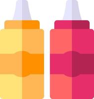 Two baby bottles with different colors on a white background vector