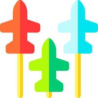 Three colorful lollipops with planes on them vector