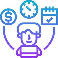 A person with a clock, money and other icons vector