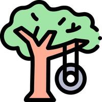 A tree with a swing hanging from it vector