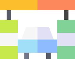 A colorful building with a man standing in front of it vector