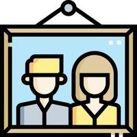 A couple is in a frame with a picture of them vector