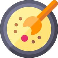 A pan with food and a spoon in it vector