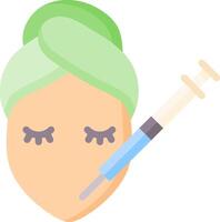 A woman with a green towel on her head and a syringe vector