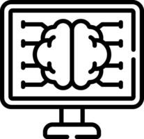 A computer screen with a brain on it vector