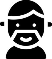 A man with a beard and mustache is shown in a black and white icon vector