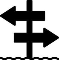 A black and white sign with two arrows pointing in different directions vector