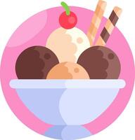 Ice cream with cherries and chocolate vector