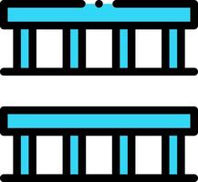 Two blue and black buildings with columns vector