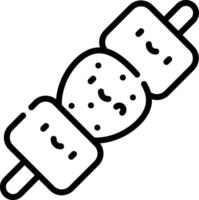 A black and white drawing of a skewer with a smiley face vector