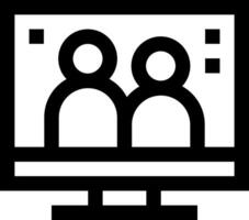 A black and white image of two people sitting on a computer vector