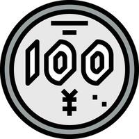 A black and white image of a 100 yen coin vector
