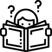 A person reading a book with question marks vector
