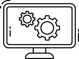 A computer monitor with gears on it vector