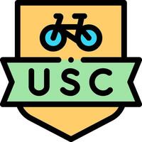 The usc logo with a bicycle on it vector