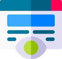 A flat icon of a computer screen with a green button vector