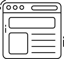 A black and white line drawing of a web page vector