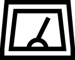A black and white icon of a window with a broom vector