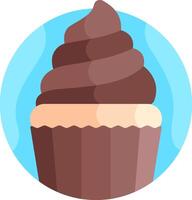 A cupcake with chocolate frosting on top vector