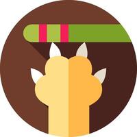 A flat icon of a dinosaur with its claws on a stick vector
