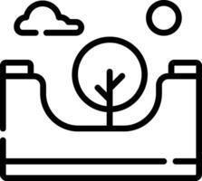A black and white line drawing of a tree and a cloud vector