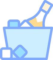 A bottle of wine in a bucket with ice cubes vector