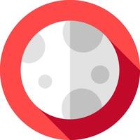 A flat icon of a moon with a red circle vector