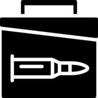 A black and white icon of a gun in a briefcase vector