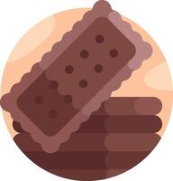 A chocolate biscuit is sitting on top of a stack of cookies vector