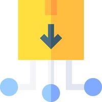 A yellow box with an arrow pointing down vector