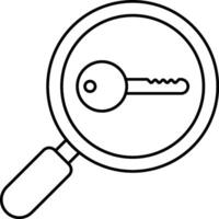 Magnifying key icon vector