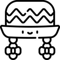A black and white drawing of a hat with a smiley face vector