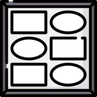 A square box with four different shapes inside vector