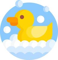 A yellow rubber duck floating in a bubble bath vector
