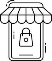 A black and white illustration of a store with a lock on it vector