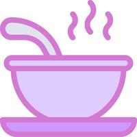 A bowl of soup with a spoon on top vector