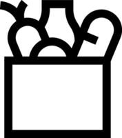 A black and white image of a box with food vector