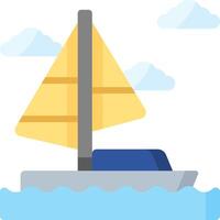 A sailboat floating in the ocean with a yellow sail vector