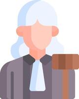 A judge holding a gavel icon vector