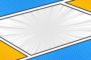 Empty comic book frame background with dots vector