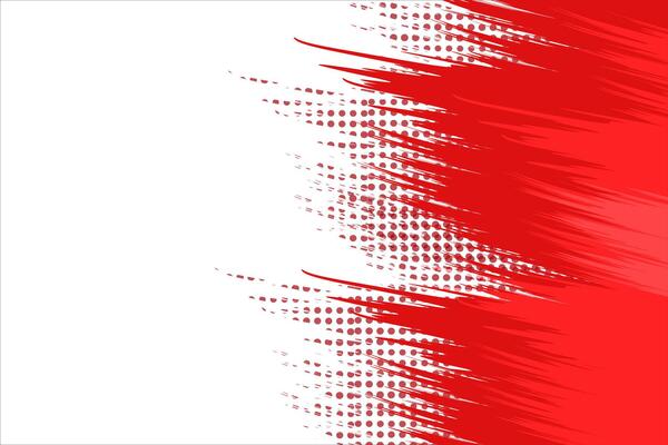Blank abstract red ink splatter grunge background with halftone
