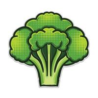 Broccoli halfton style hand drawing illustration design vector