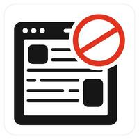 Webpage Prohibited and prohibited icon concept vector