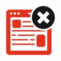 Wrong Webpage and cross icon concept vector